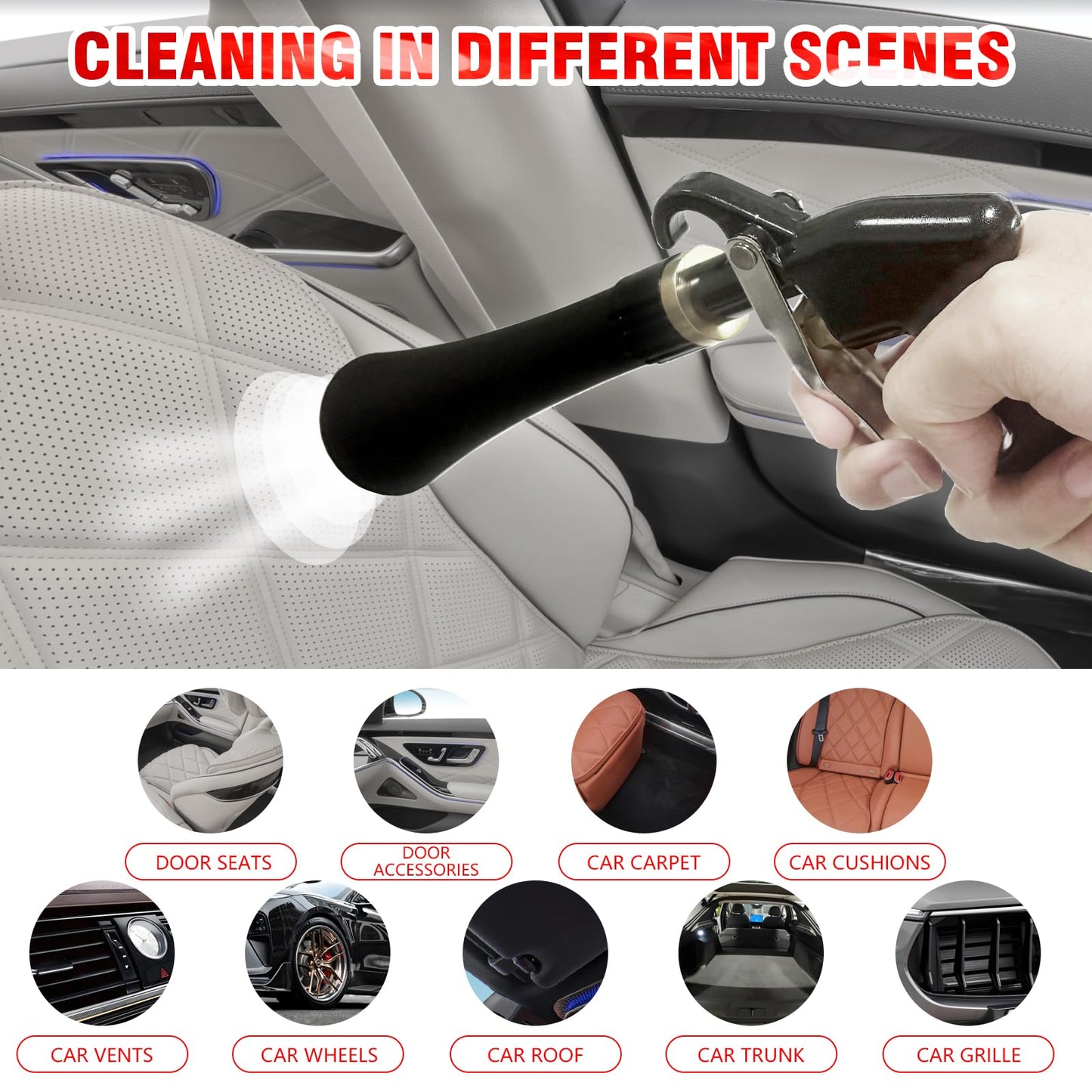 GZ-KJM High Pressure Car Interior Spraying Washing Gun with 2 Set Nozzle Sprayer Connector Air Pulse Car Washing Equipment Tool (Upgrade-Dust blow gun)