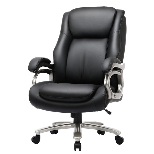 Big and Tall Office Chair with 24" Extra Wide Seat, Heavy Duty Executive Desk Chair with Thick Cushion and Adjustable Lumbar, High Back Ergonomic Computer Chair for Back Pain Relief, Black