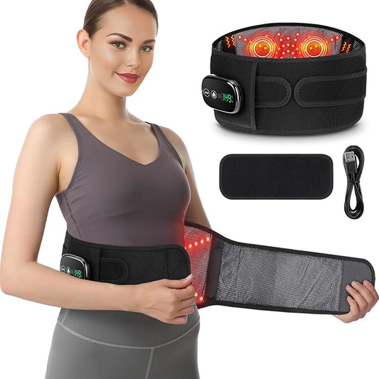 Electric Heating Pad for Back, XL Cordless Heated Back Belt Wrap with 3 Heating and 3 Vibration Modes, 5000mAh Battery Operated Lower Back Massager, Heated Pad for Back