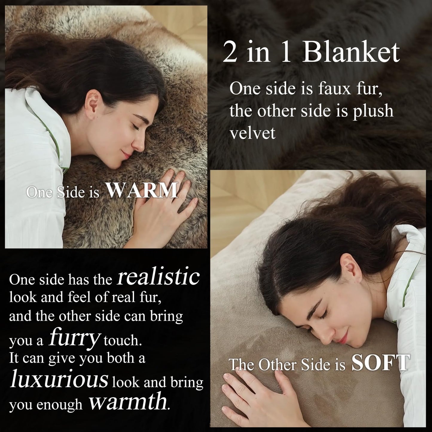 OMERAI Faux Fur Blanket, Ultra Soft Luxury Fuzzy Throw Blanket, Long Pile Plush Cozy Warm Decorative Blanket for Couch, Sofa, Chair, Bed, Heavy Weight, 50" x 60", Yellow Stripes