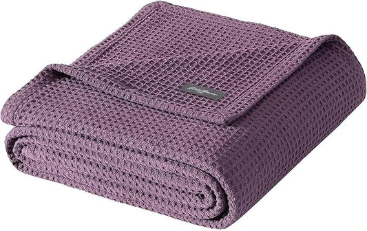 Eddie Bauer - King Blanket, Super Soft & Medium Weight, Softens Every Wash (Solid Waffle Purple, King)