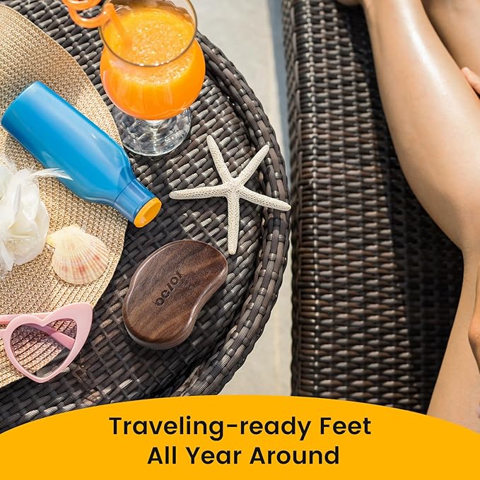 BEZOX Glass Foot Scrubber(1 PCS) - Nano-Glass Pedi Egg Pumice Stone for Feet Dead Skin, Plastic-Free Pedicure Foot File Callus Remover for Silky Smooth Feet - Walnut Wood Handled