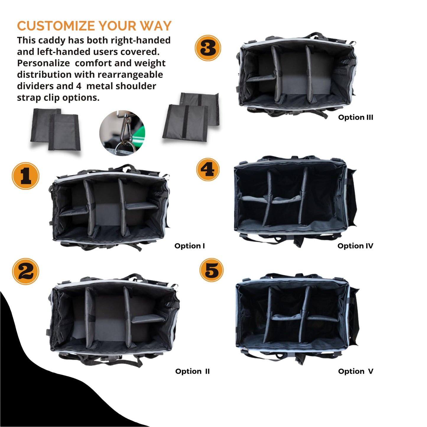 Zyno Moon Wearable Cleaning Caddy – Portable Detailing Organizer with Spill-Proof Liner, Straps & Handles – Large Tote for Cleaning Pros, Auto Detailers, and Housekeepers – Black/Gray