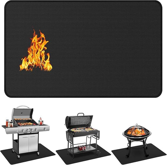 48 x 30 inch Under Grill Mats for Outdoor Grill, Double-Sided Fireproof Deck and Patio Protector Mat, Waterproof Oil-Proof BBQ Floor Pad Indoor Fire Pit Fireplace Mat