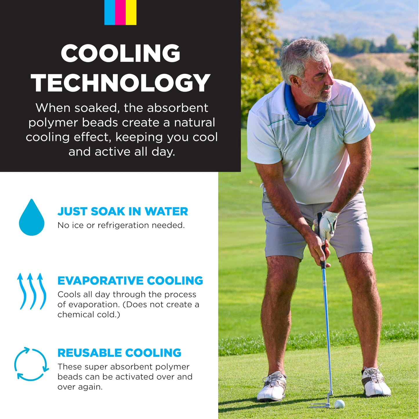 KOOLGATOR Evaporative Cooling Neck Wrap – Reusable Neck Cooler with Long Lasting Relief During Hot Weather Activities, Sports, & Outdoor Work, Blue Paisley, 1 Pack