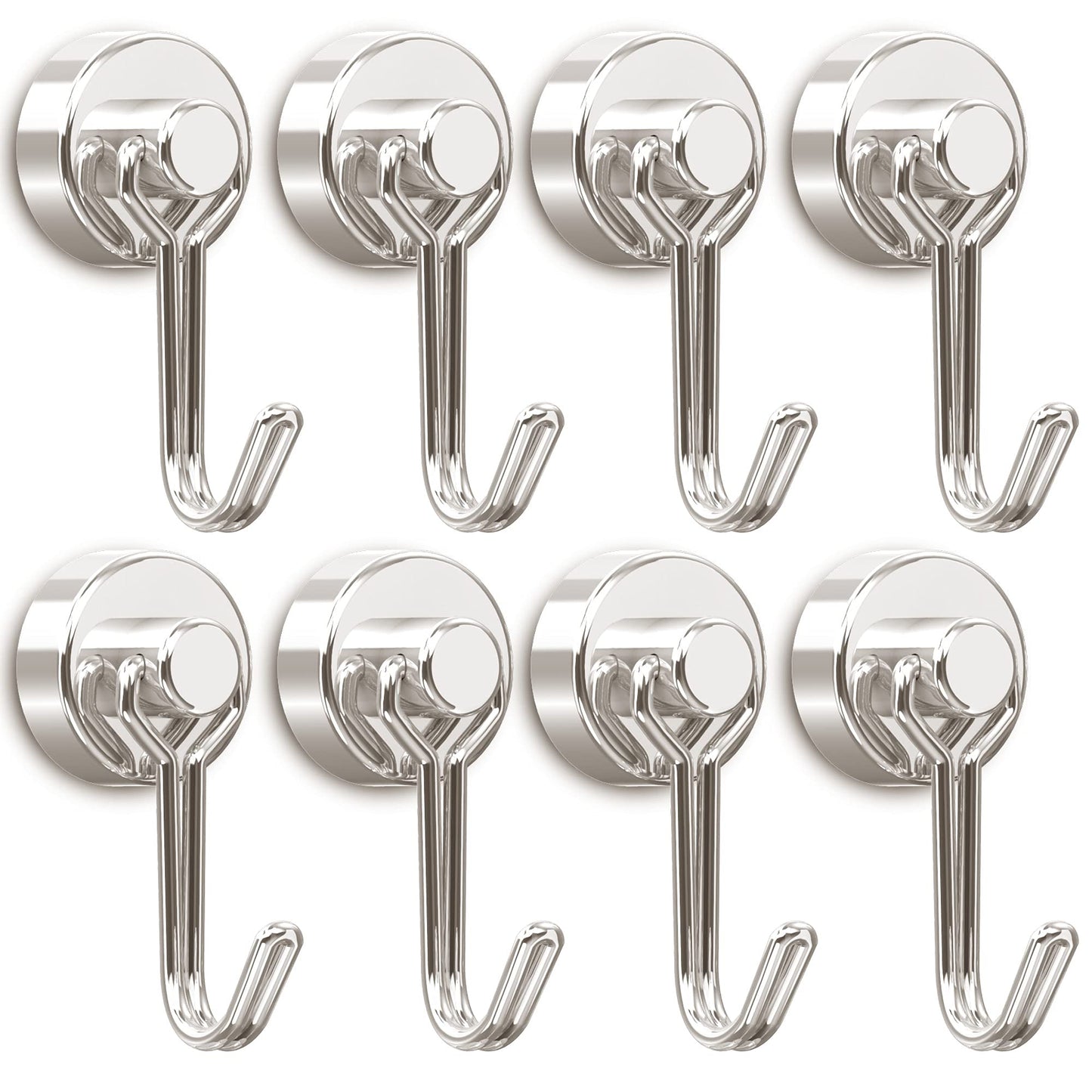 Tohoer Magnetic Hooks, Heavy Duty Neodymium Magnet Hook 30LBS with Rust Proof for Indoor Outdoor Hanging,Refrigerator,Grill,Kitchen,Key Holder,(Black, 8 x 20MM)
