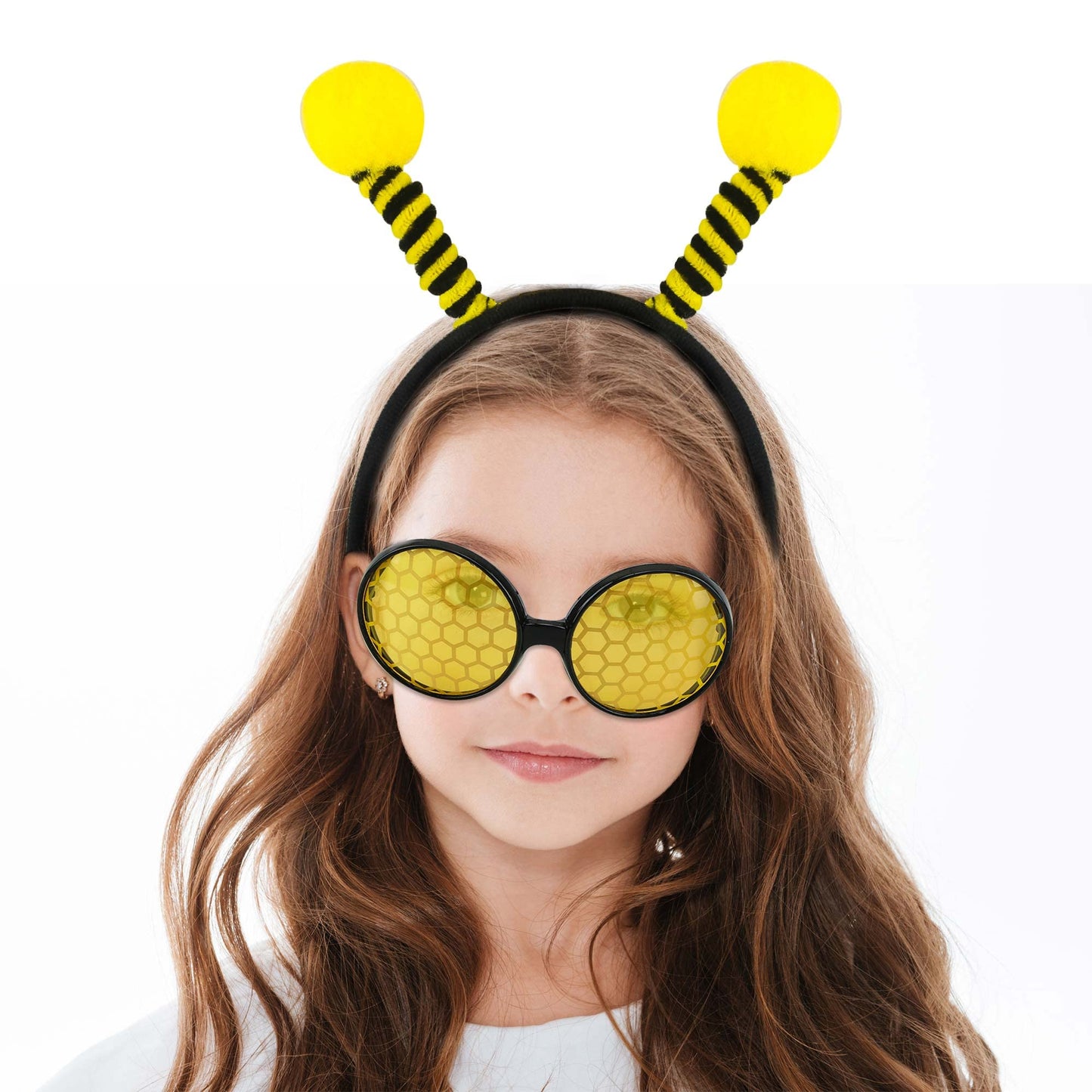 Trounistro 16 Pack Bee Headband and Glasses Set Bee Antenna Headband Boppers with Bee Sun Glasses Honey Bee Costumes for Fancy Dress Party Halloween Decoration