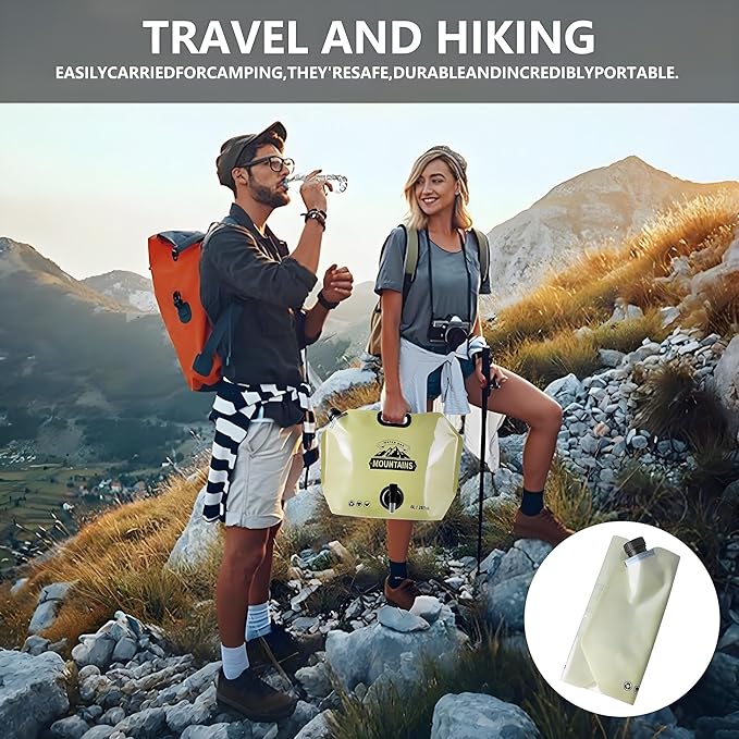 Collapsible 8L Water Storage Bag, BPA-Free Portable Folding Water Jug with Adjustable Faucet, Leakproof Emergency Water Bag for Camping, Hiking, Riding, Outdoor Sport (GREEN, 2)