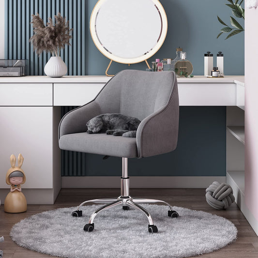 CAELUM Cute Desk Chair for Teen Girl Kids, Home Office Computer Desk Chairs with Wheels and Arms, Comfy Velvet Fabric Swivel Rolling Task Chair Vanity Chair for Makeup Room, Bedroom, Living Room