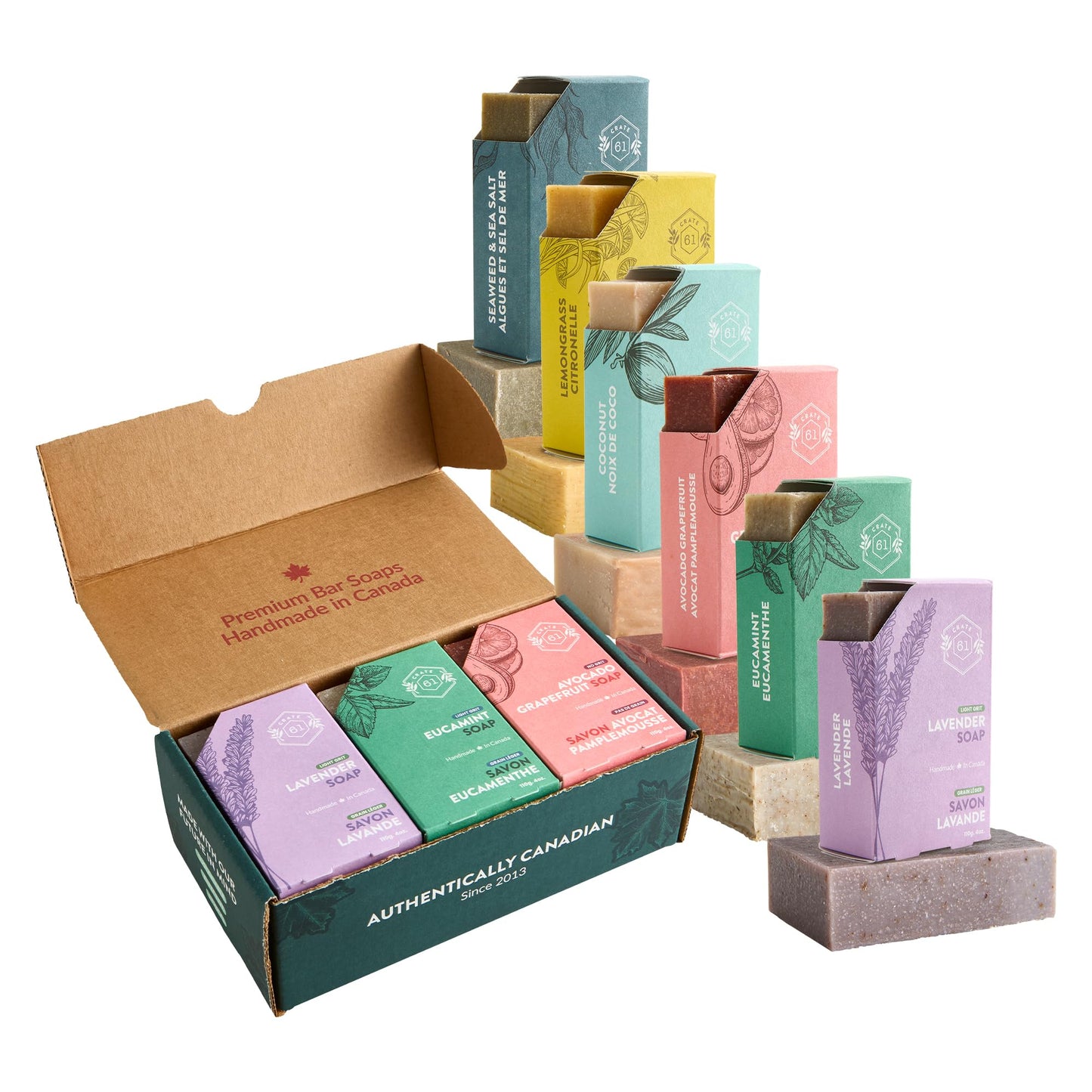 Handmade in Canada, Plant Based Cold Process Natural Bar Soap, With Premium Essential Oils, Dry Skin, Pack of 6 (Citrus)