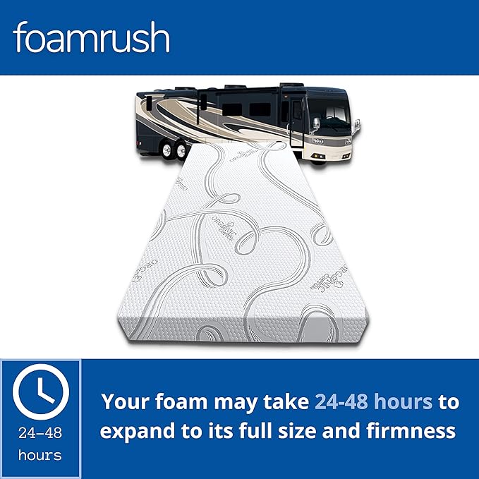 FoamRush 6-Inch Truck (36" x 76") Gel Memory Foam Mattress Replacement with Cover, Medium Firm, Comfort Pressure Relief and Support, Plush Cotton Cover, Made in USA, Travel Camper Trailer RV