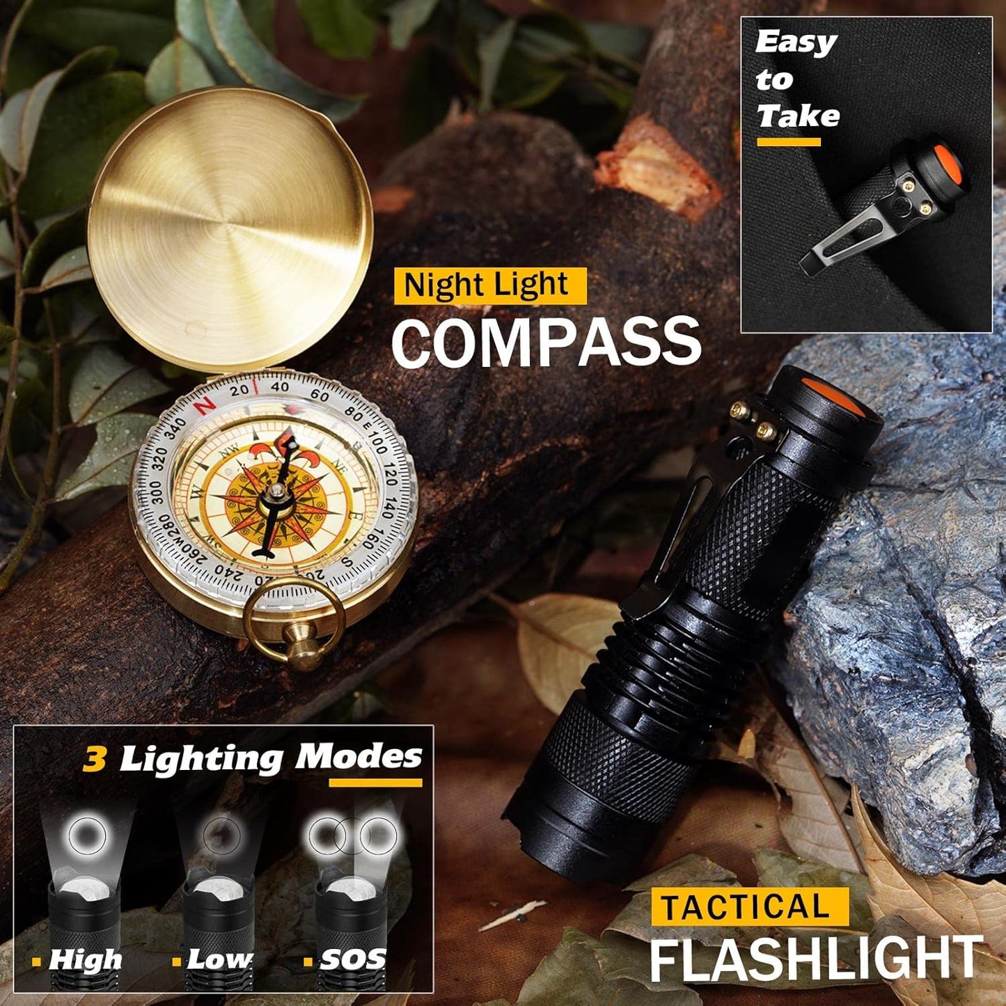 Survival Kit 14 in 1, Survival Gear and Equipment, Gifts for Men Dad Husband Him, Outdoor Fishing Hunting Camping Anniversary Birthday Gift Ideas for Him Teenage Boy Women