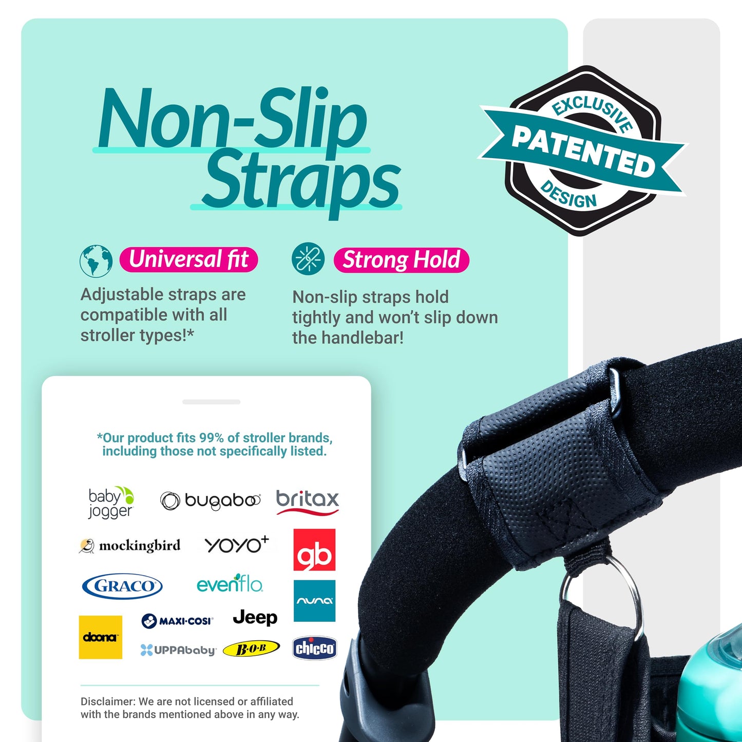 Swanoo Stroller Caddy Stroller Organizer With Cup Holder, Non Slip Straps Stroller Bag for Phone, Pet Stroller Accessories, Universal Fits Uppababby Vista v2 Wonderfold Wagon, Doona and More