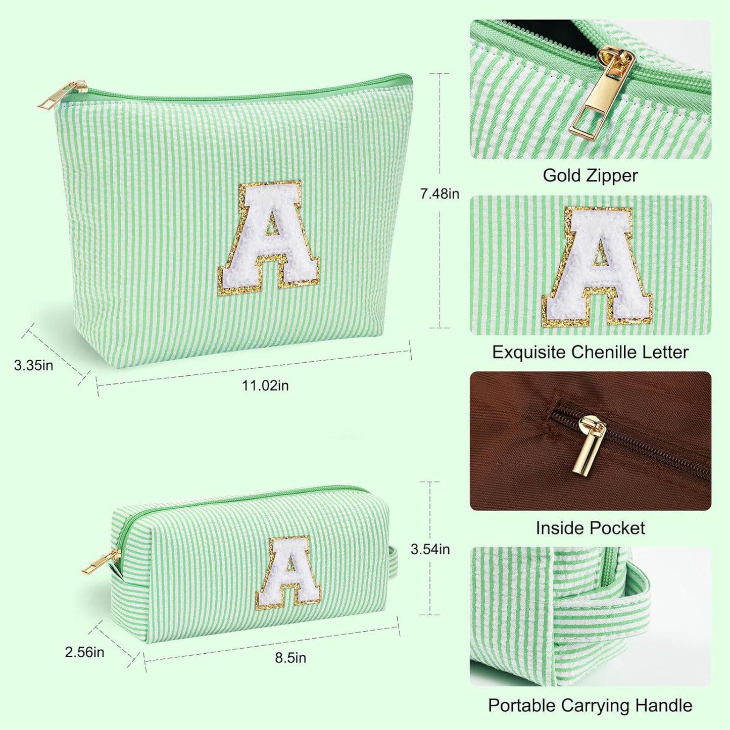YOOLIFE 2 Travel Makeup Bags for Women - Cute Makeup Bag Makeup Bag Organizer Make Up Bag Travel Essentials Makeup Bag Personalized Gifts Friend Gifts for Women Teenager Bridesmaids Letter B