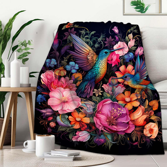 FexNuvko Hummingbird Throw Blanket for Couch Sofa Bed, Soft Bird Blanket Throw Gifts for Men Women, 60x80 inches, Lightweight Plush Fleece Home Decor, No-Pilling