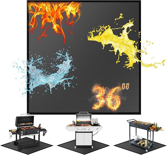 36" Square Fire Pit Mat/Under Grill Mat Fireproof Waterproof Oil-Proof, 4 Layers Fireproof Mat Fire Pit BBQ Pad Protect Mat for Deck Patio Grass Outdoor Wood Burning Fire Pit and BBQ Smoker