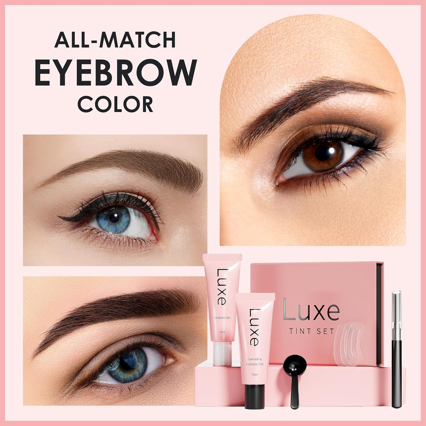 Luxe Cosmetics- Black Color Set for Lashes and Brows - Long Lasting Temporary Color (Up to 4 Weeks) - Vegan & Cruelty-Free - for Salon & Home Use