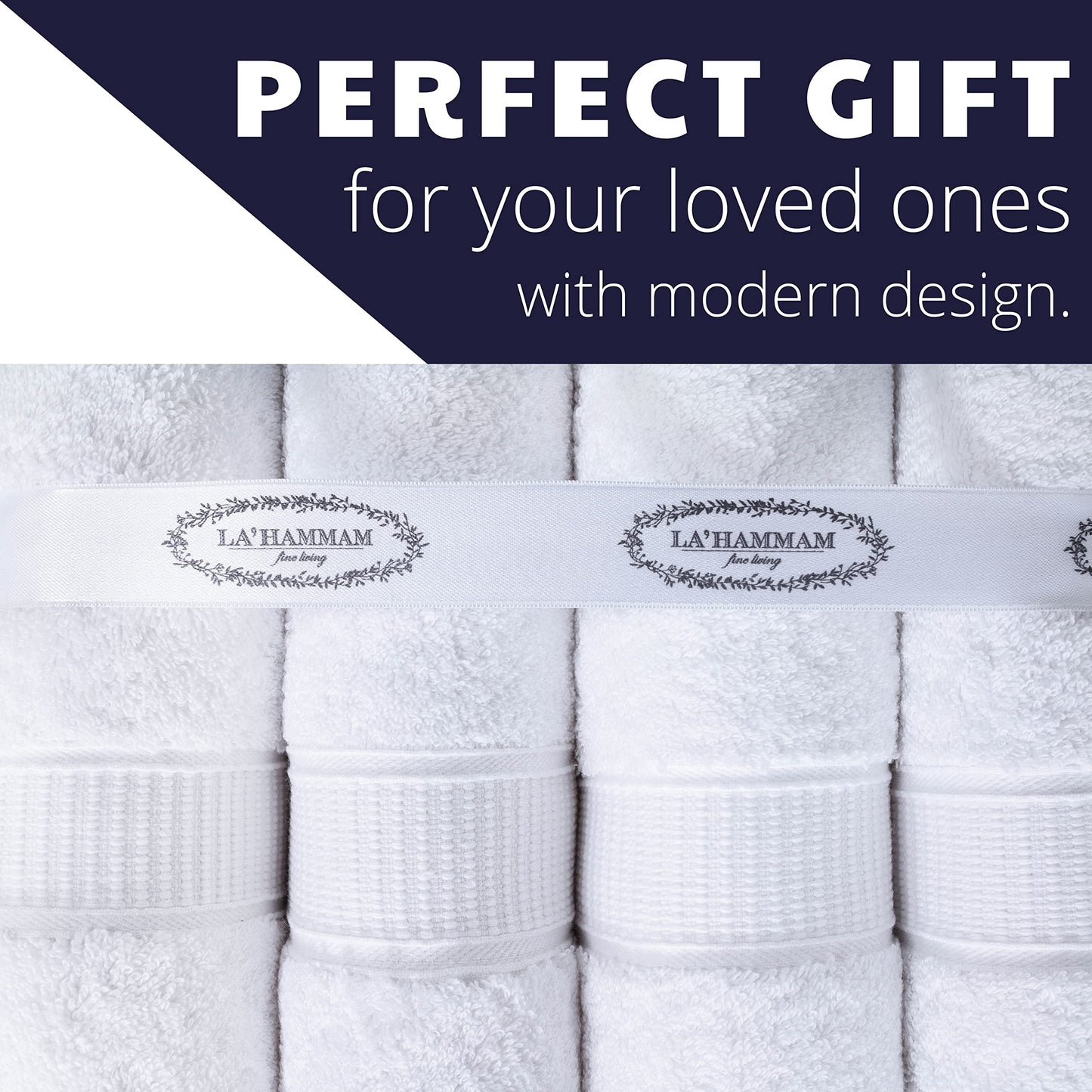 Personalized Towels, Hotel & Spa Quality, Super Soft, Highly Absorbent, Bathroom Towel Sets, 100% Turkish Genuine Cotton Monogrammed Towels 2 Piece Hand Towel Set for Face, Dorm, Gym & Spa, White