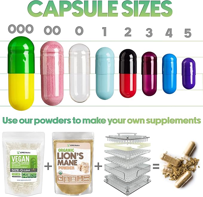 XPRS Nutra Size 1 Empty Capsules - 500 Count Empty Gelatin Capsules - Pill DIY Capsule Filling - Pure Bovine Pill Gel Caps for Do-It-Yourself Supplements (Clear Red/White)