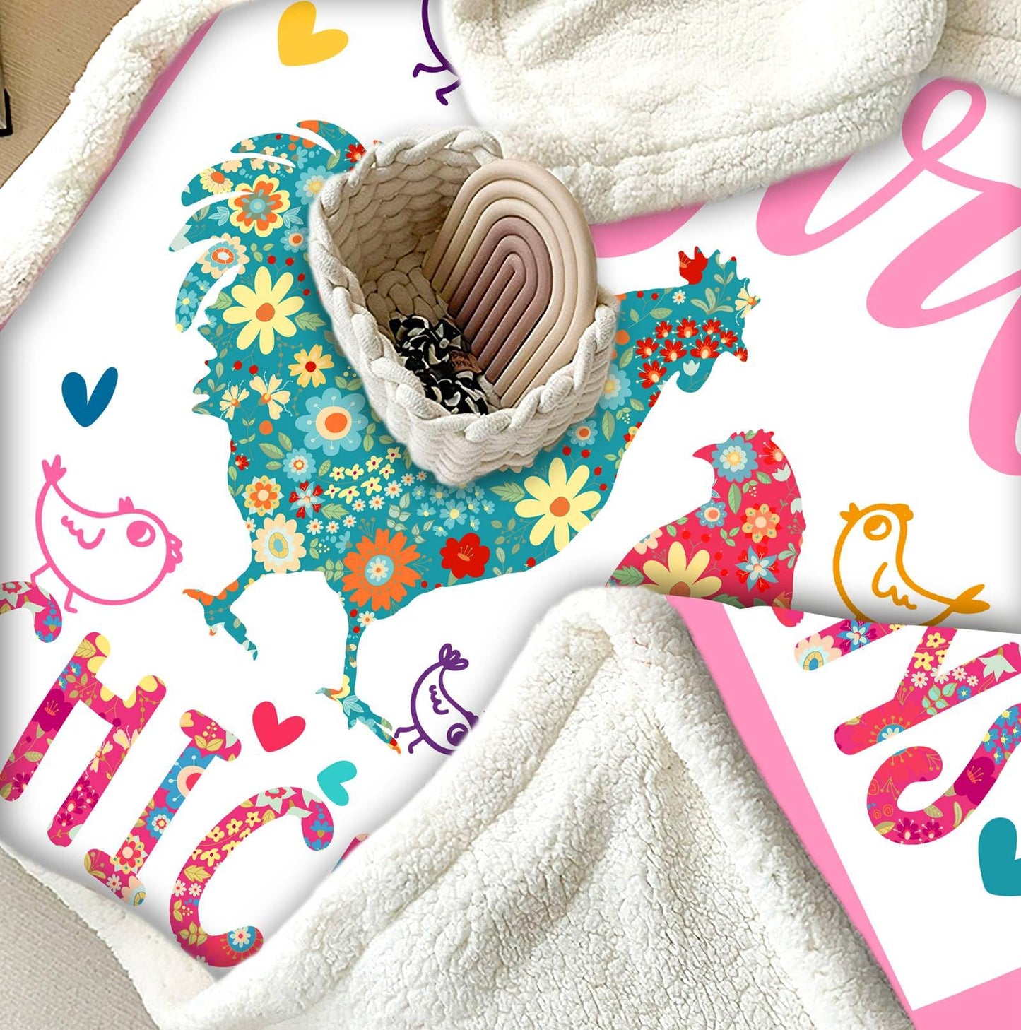 Chicken Blanket,Chicken Decor Gift Blanket,Just A Girl Who Loves Chickens Soft Rooster Throw Bedding Gifts for Kids Boys Girls Adults 60"x50"