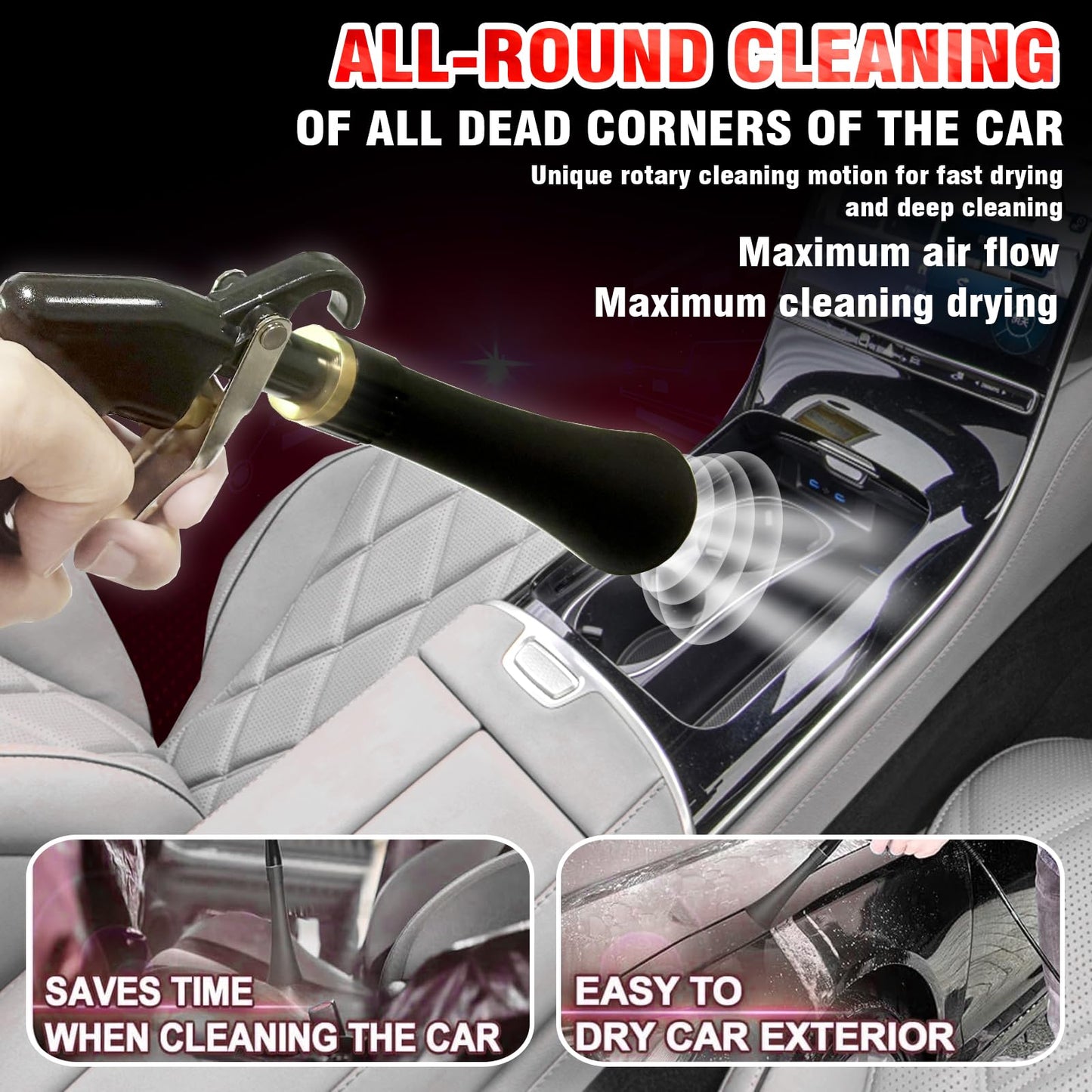 GZ-KJM High Pressure Car Interior Spraying Washing Gun with 2 Set Nozzle Sprayer Connector Air Pulse Car Washing Equipment Tool (Upgrade-Dust blow gun)