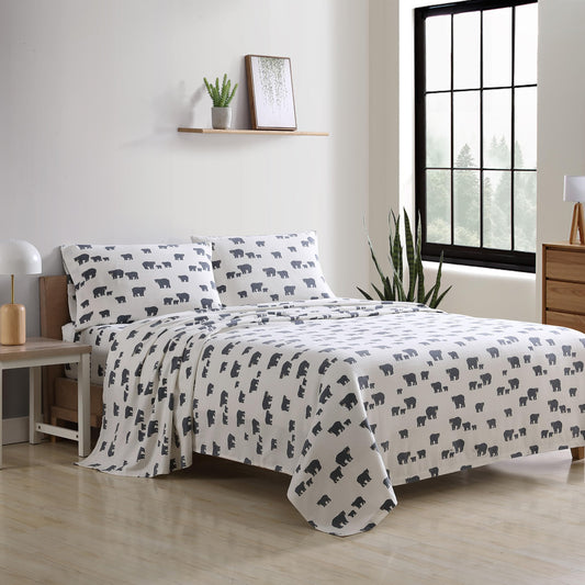Eddie Bauer - Full Sheet Set, Warm Breathable Cotton Flannel Bedding with Deep Pockets, Brushed for Extra Softness, Cozy Home Decor, Oeko-Tex Certified (Bear Family, Full)