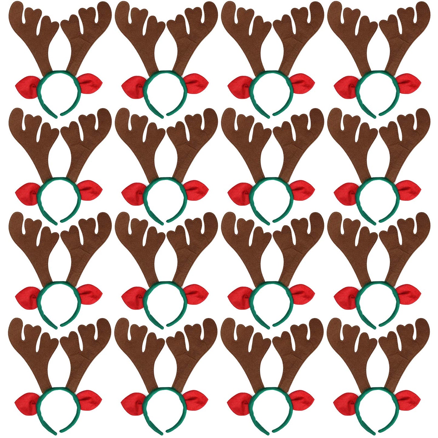Max Fun 16Pcs Christmas Reindeer Antlers Headband Deer Antler Headbands for Christmas Holiday Photo Booth Props Kid's Party Favors
