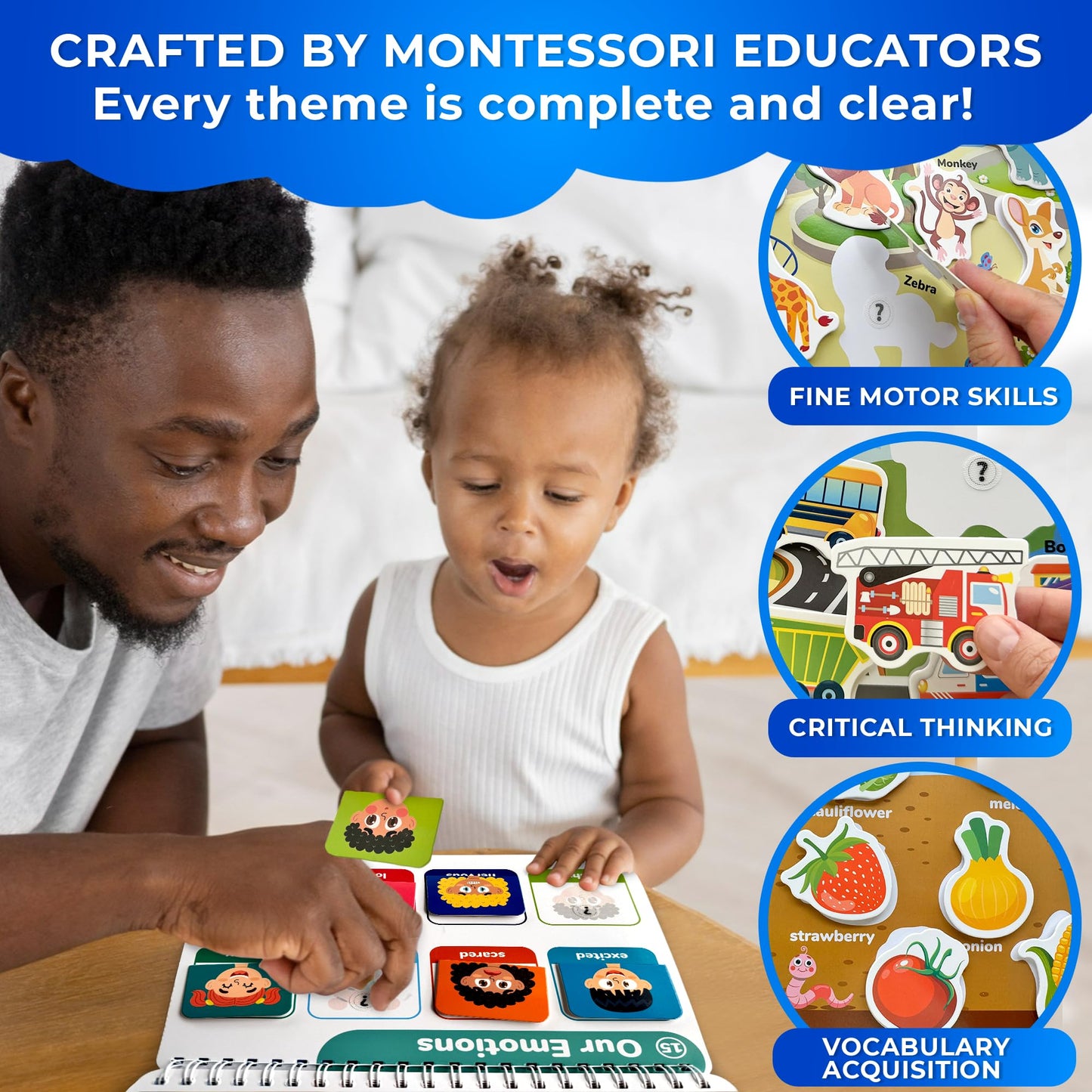 QUOKKA Montessori Busy Book for Toddlers 3-5 - Pre K Toddler Learning Activities for Homeschooling - My Preschool Busy Book for Ages 4-8 - 15 Kids Educational Activities