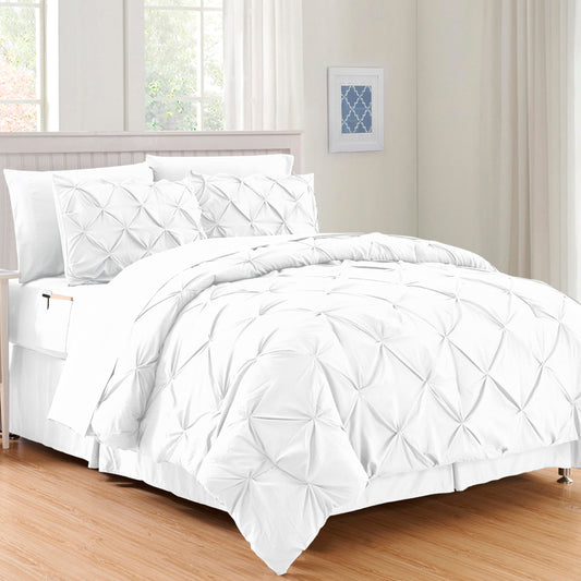 Elegant Comfort Luxury Best, Softest, Coziest 8-Piece Bed-in-a-Bag Comforter Set on Amazon Silky Soft Complete Set Includes Bed Sheet Set with Double Sided Storage Pockets, King/Cal King, White