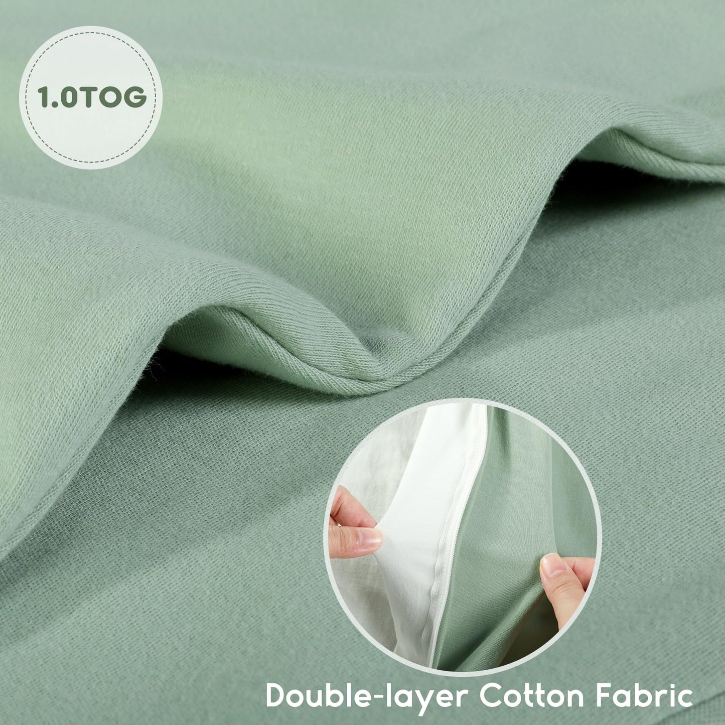 Yoofoss Baby Sleep Sack 6-12 Months TOG 1.0 Baby Wearable Blanket, 2 Pack 100% Organic Cotton Infant Toddler Sleeping Sack 2-Way Zipper Lightweight Sleep Sack