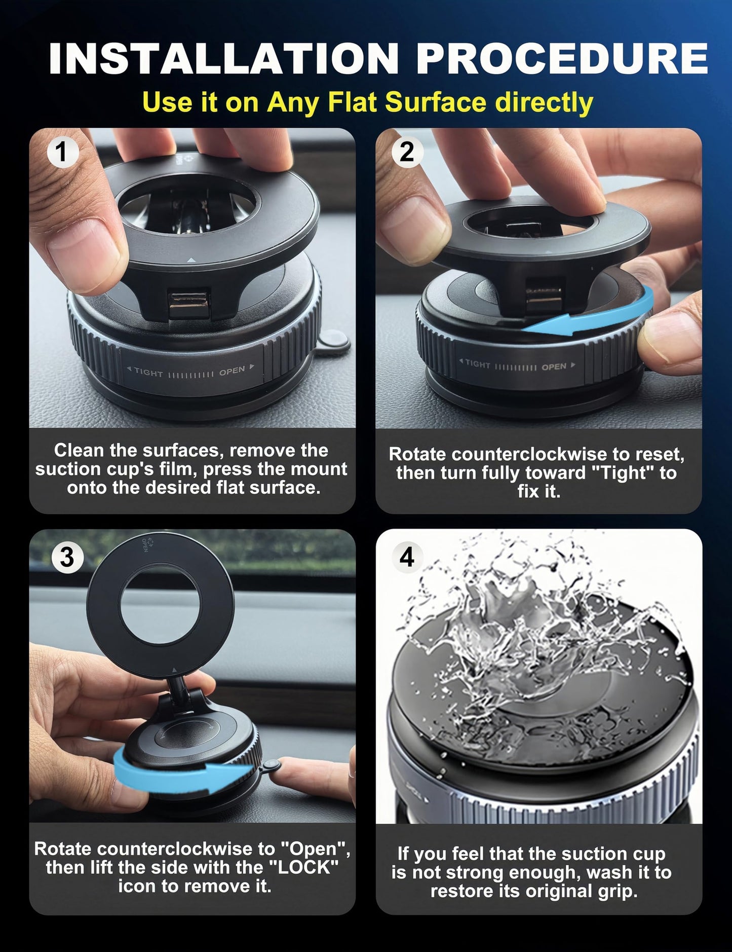 Upgraded 360° Nano Gel Vacuum Magnetic Phone Holder, Car Phone Holder for Magsafe[108+LBS Strongest Suction & 3000gf Strongest Magnetic], Suction Cup Phone Mount for Car/for iPhone 16 Pro Max