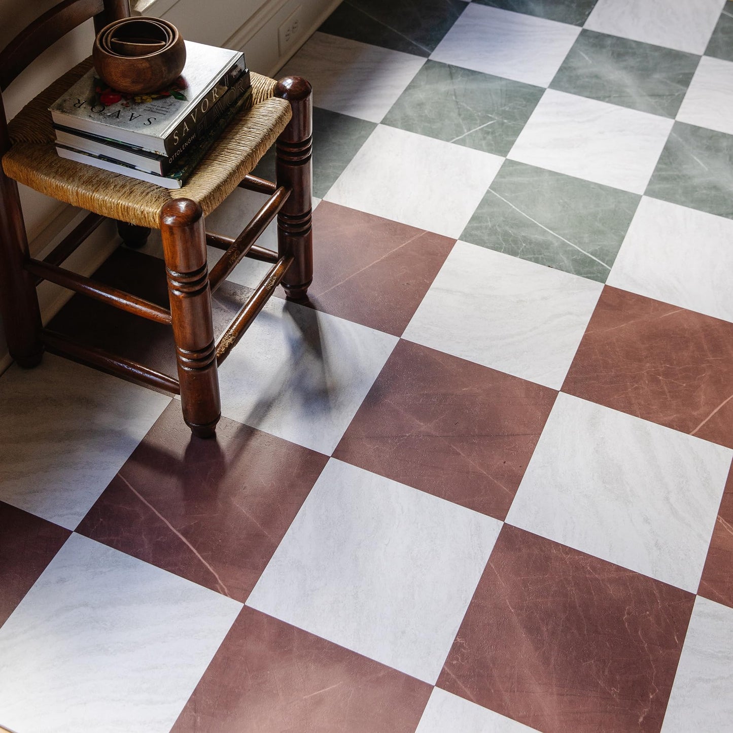 FloorPops x Chris Loves Julia Bonneville Jade Peel and Stick Floor Tiles, FP6332