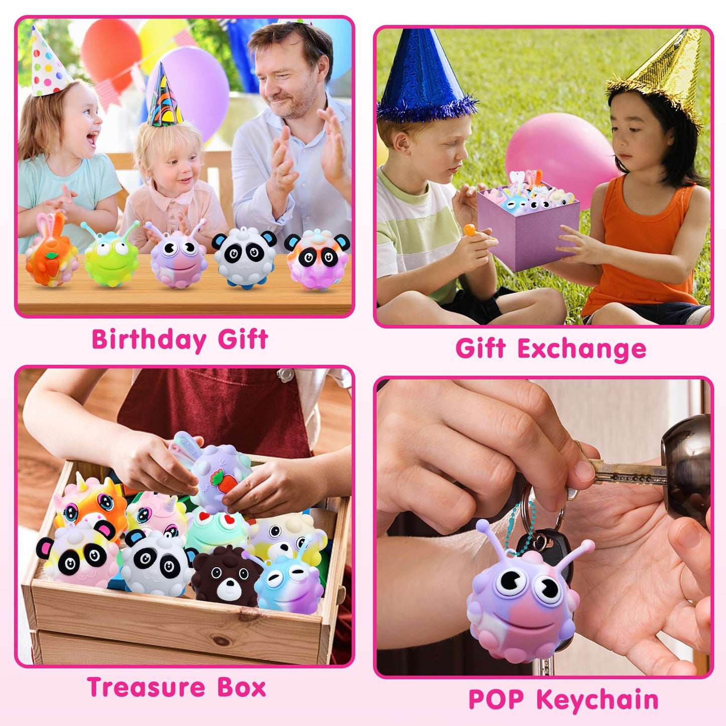 KissFree 18 PACK Animal Pop Balls Party Favors for Kids,3D Pop Balls Fidget Toys,Birthday Gifts for Boys & Girls,Goodie Bag Stuffers,Pinata Stuffers,Carnival Prizes,Treasure Box Toys,Kids Prizes
