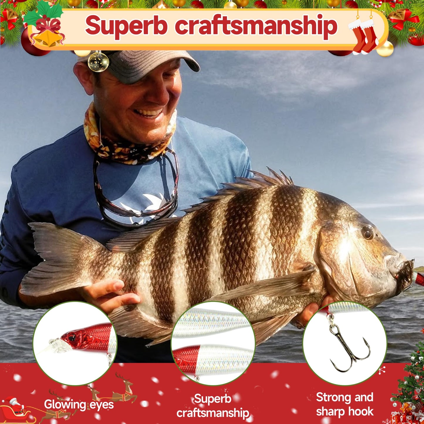 Cestluck Fishing Advent Calendar 2025 Adult Teen, 24 Days Fishing Lure Advent Calendar for Fisher Men Boys, Fishing Tackle, Xmas Christmas Countdown Surprise Gift for Father Grandpa Brother Boyfriend