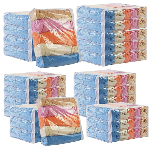 25Pcs Clear Vinyl Zippered Storage Bags，Blankets Storage Bags Plastic Storage Bags for Sweater Clothes Bed Sheet Organizer with Zipper for Closet Linen Sweater Bed Sheet Pillow
