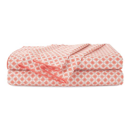 3-Piece EcoPure Twin Sheets Set | 100% Organic Cotton Sheets | Comfort Washed Sheets | Cooling | Deep Pocket Bed Sheets | GOTS Certified | Orange