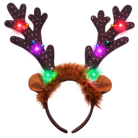 JOYIN Christmas Light Up Antler Headband, Long Antler Headband for Adult Kids Christmas Party Favor Supplies Xmas Accessories Holiday.