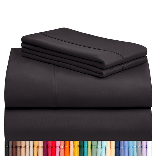 LuxClub 6 PC Queen Sheet Set, Breathable Luxury Bed Sheets, Deep Pockets 18" Wrinkle Free Cooling Sheets Machine Washable Hotel Bedding Silky Soft - Black Queen