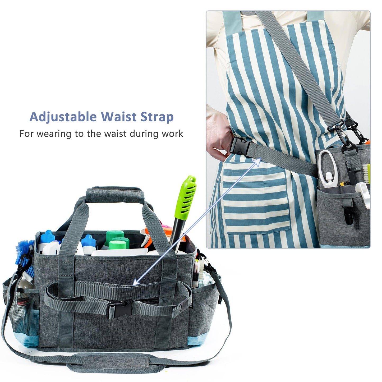 FRECOLSH Cleaning Caddy for Cleaning Suppliers Organizer with Pockets for House Cleaning Essentials, Cleaning Organizer, Wearable Cleaing Bag Tote, Storage Caddy for Housekeeping