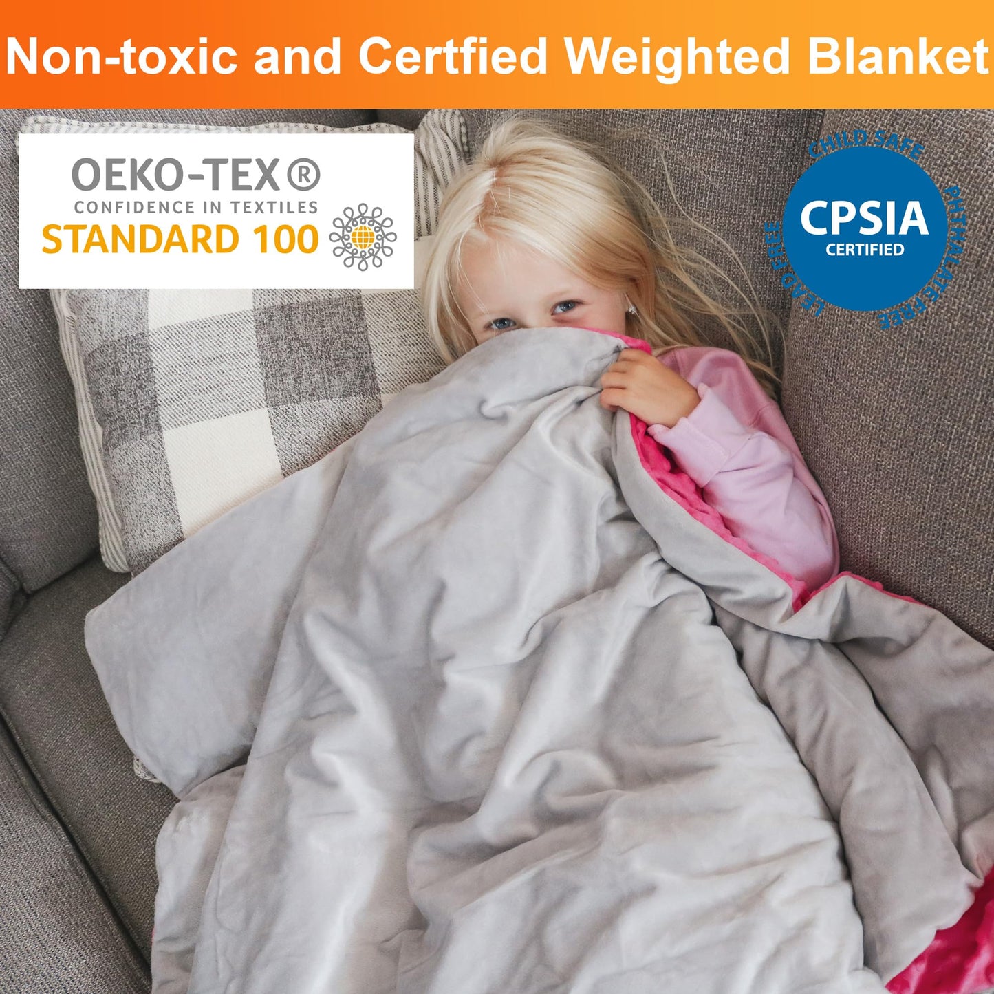 Super-Soft Kids Weighted Blanket 5 Pounds - Weighted Blanket for Kids - Easy to Clean, Washable Minky Cover - 36x48 Inches 5lbs Child - Small Heavy Blanket for Girls and Boys