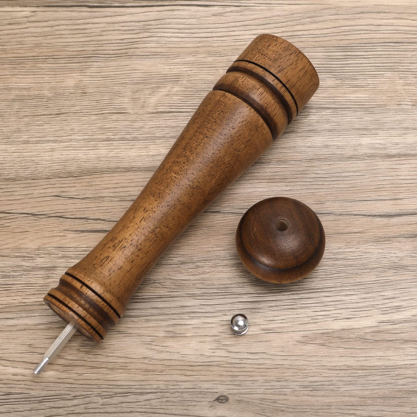 1Pack Wood Pepper Grinder, XWXO 10 Inch Salt Mill Pepper Grinder, Pepper Mill, Salt Shakers with Adjustable Ceramic Rotor - Oak Wood Pepper Grinder for Your Kitchen