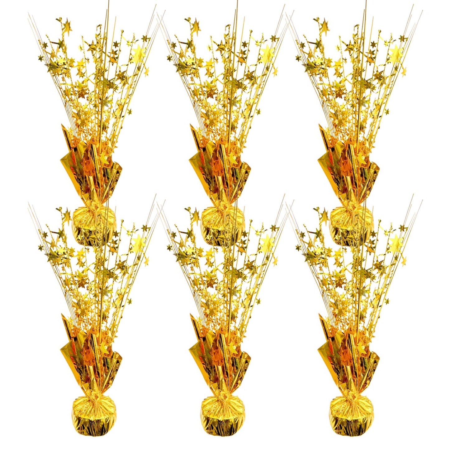 6 PCS Metallic Foil Spray Centerpiece Grad Decor Table Decoration Burst Table Centerpieces for Graduation Birthday Wedding Anniversary Season Holiday Party Supplies Decor (Gold)