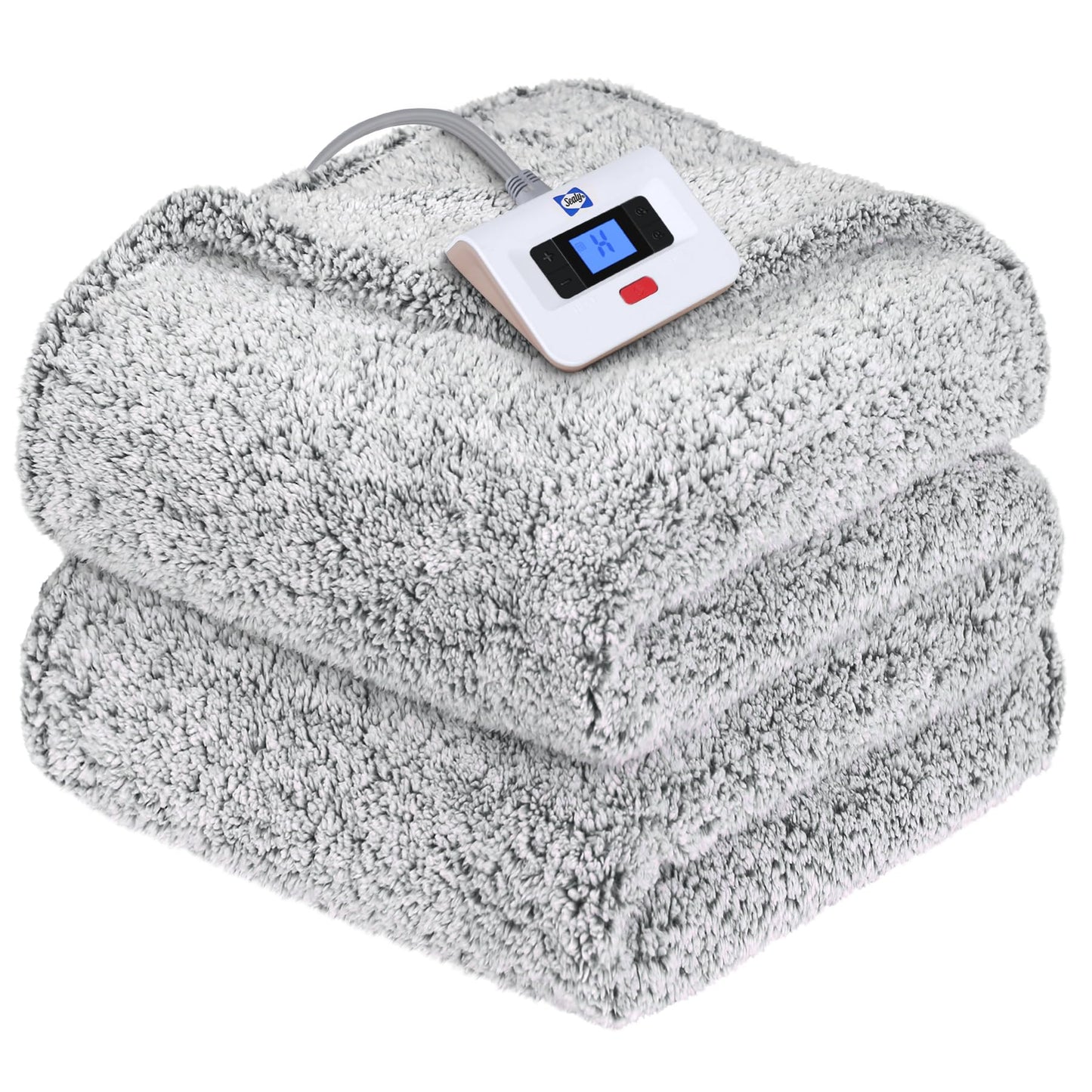 Sealy Electric Blanket Twin Size, Soft Sherpa Heated Blanket Single Control with 10 Heating Levels & 1 to 12 Hours Auto-Off Settings Over-Heated Protection 62"x84" Machine Washable, Charcoal