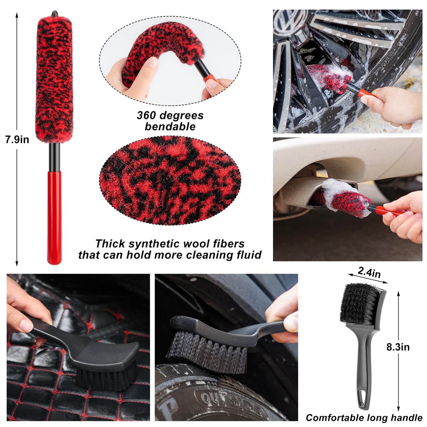 GPUSFAK 16Pcs Car Wash Cleaning Kit with Foam Gun Sprayer Detailing Brushes Windshield Cleaning Tool Rim and Tire Brush Towels Complete Interior Exterior Detailing Set for Car