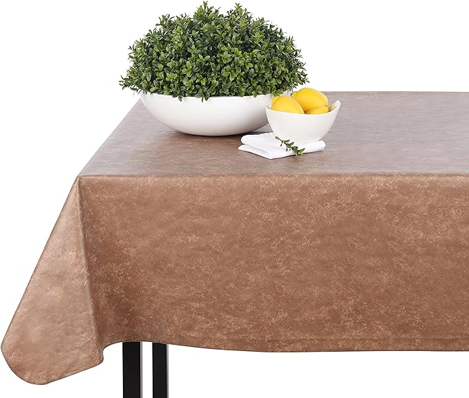 Yourtablecloth Heavy Duty Vinyl Rectangle or Square Tablecloth – 6 Gauge Heavy Duty Tablecloth – Flannel Backed – Wipeable Tablecloth with Vivid Colors & Many Sizes 60 x 120 Camel Print