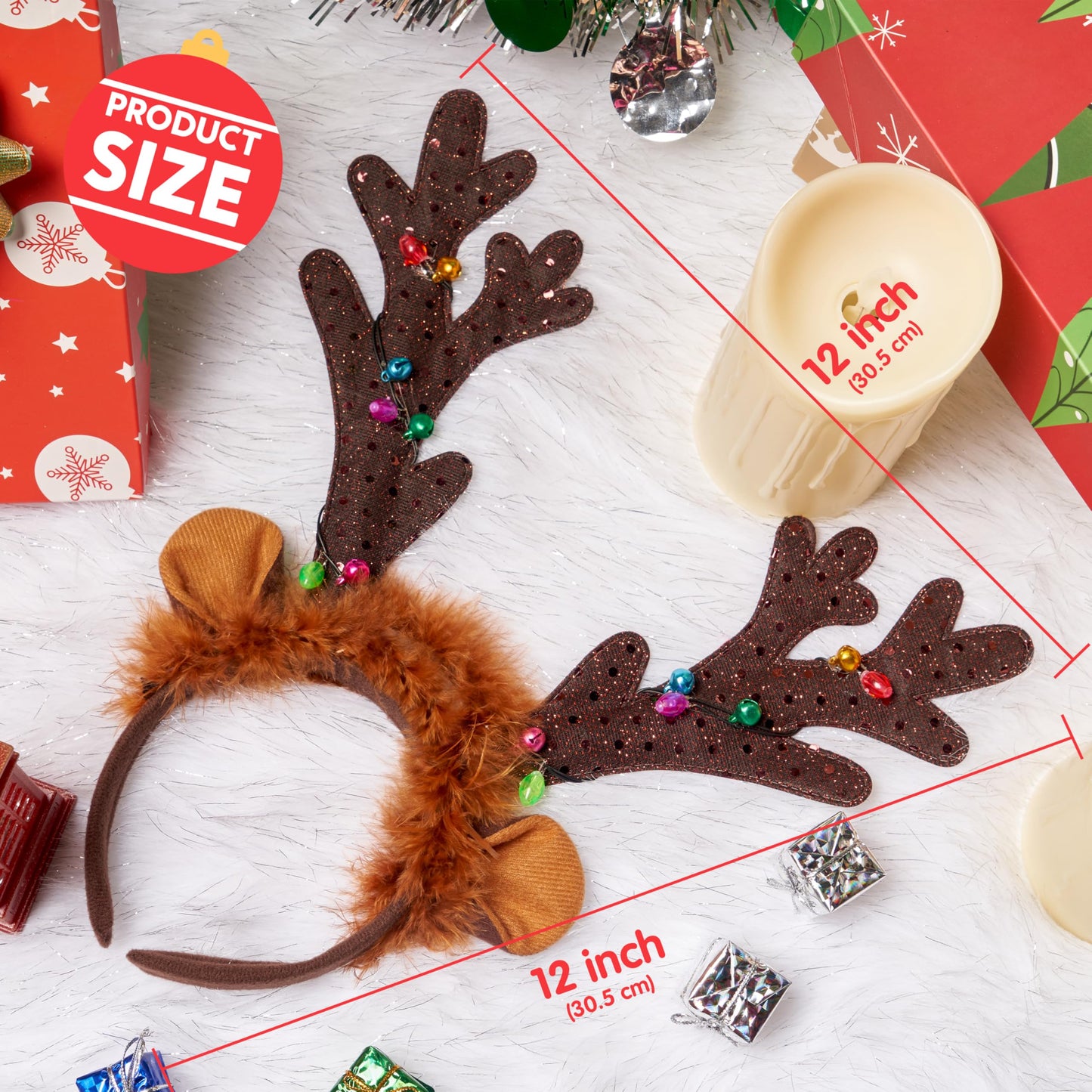 JOYIN Christmas Light Up Antler Headband, Long Antler Headband for Adult Kids Christmas Party Favor Supplies Xmas Accessories Holiday.