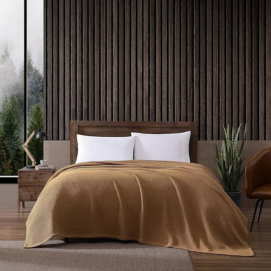 Eddie Bauer Blanket Soft Waffle Weave Bedding, Medium Weight Bedroom Decor, Softens Every Wash, Queen, Brown
