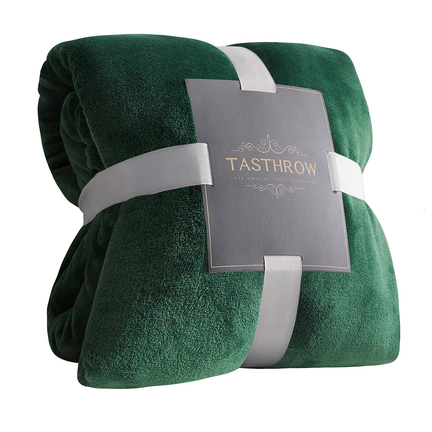 TASTHROW Large Flannel Fleece Throw Blanket, 50×70 Inch - Cozy Lightweight Thick Blanket - All Seasons Suitable for Women, Men and Kids (Dark Green)
