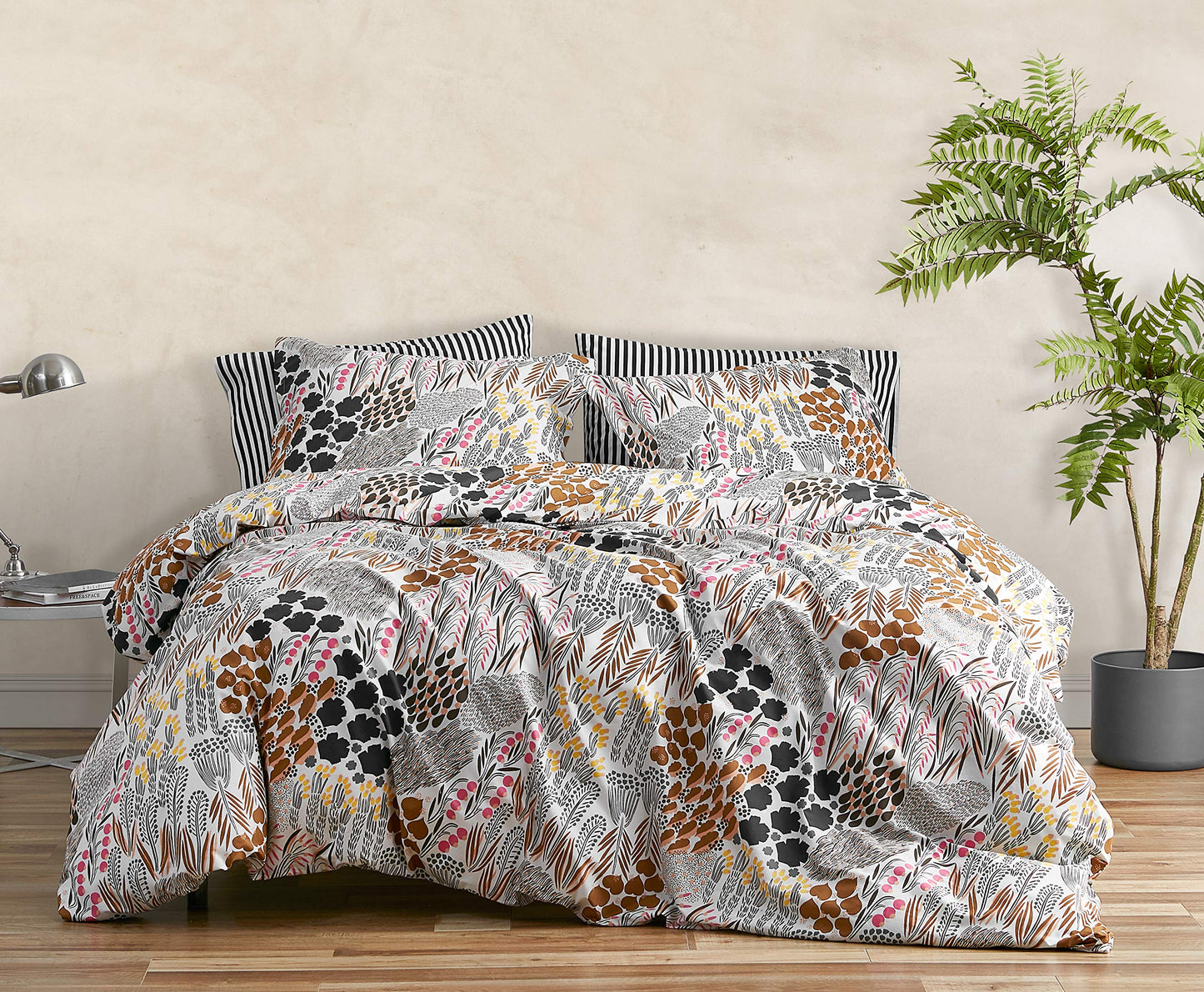 MARIMEKKO - King Duvet Cover Set, Cotton Percale Bedding with Matching Shams, All Season Home Decor (Pieni Letto Multicolor, King)
