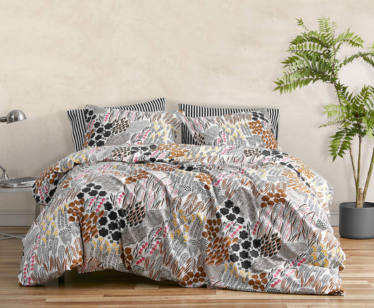 MARIMEKKO - King Duvet Cover Set, Cotton Percale Bedding with Matching Shams, All Season Home Decor (Pieni Letto Multicolor, King)
